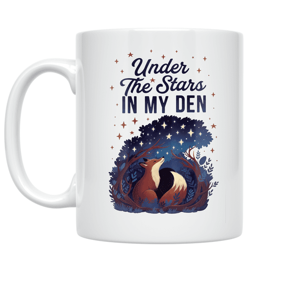 Under The Stars In My Den - Fox Lover - 11 oz Ceramic Coffee Mug