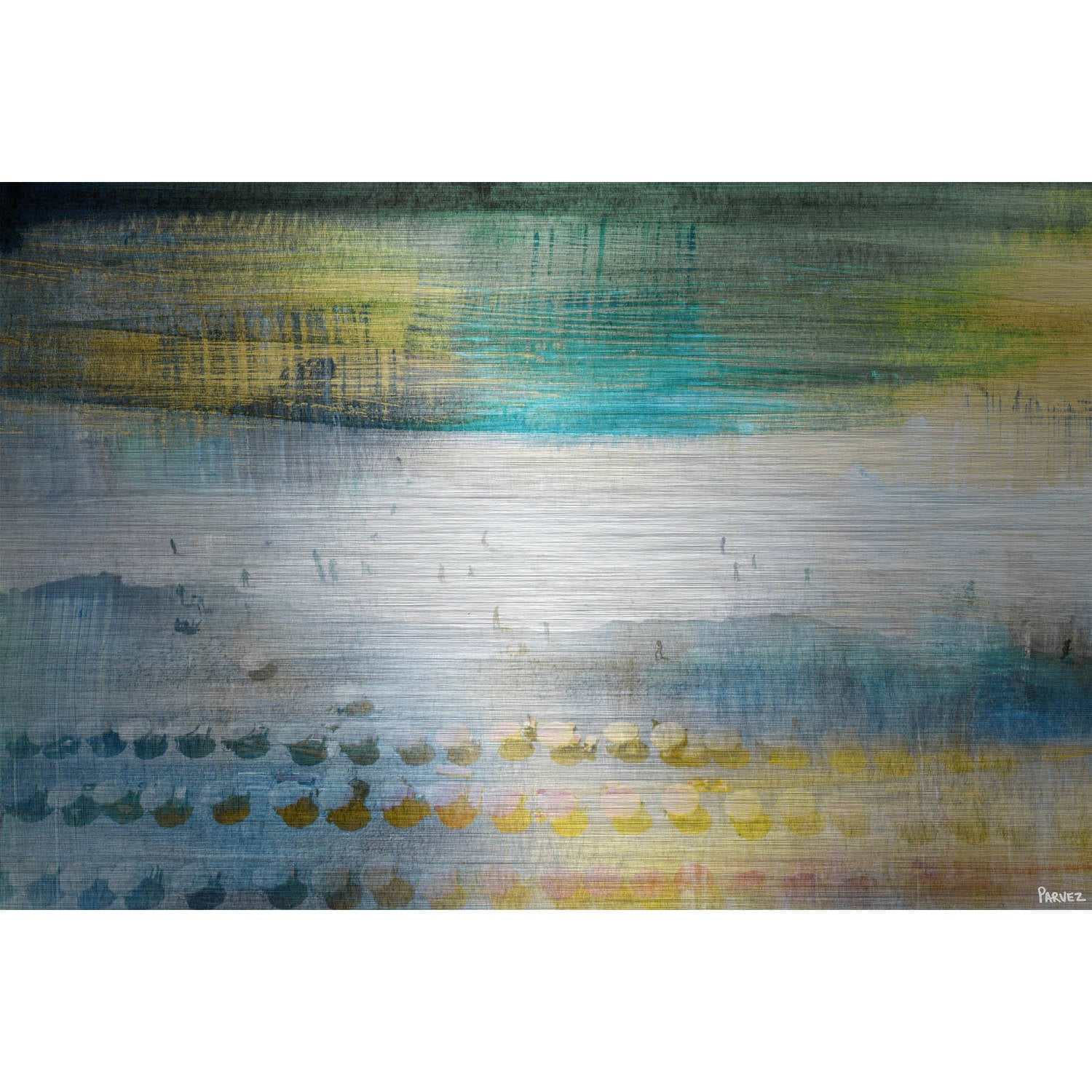 "Under Umbrellas" Painting Print on Brushed Aluminum