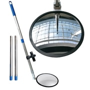 Under Vehicle Inspection Mirror 9 Inch Non-Cracking Convex Mirror 60 Inch Telescoping Extendable Rods with LED Light