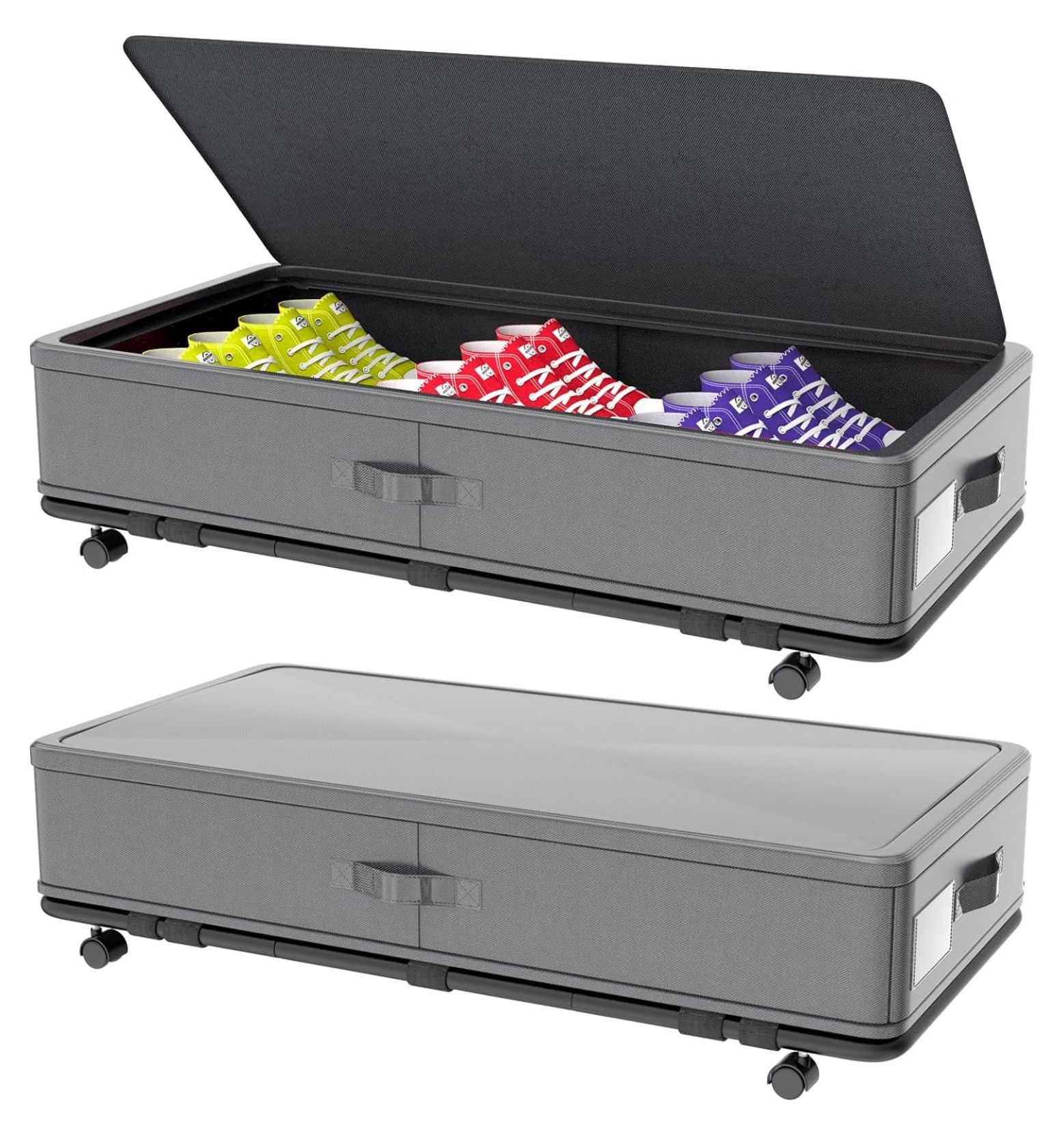 Under bed Storage with Wheels, 2in1 Bedroom Under Bed Drawers Storage Containers, 50L Large