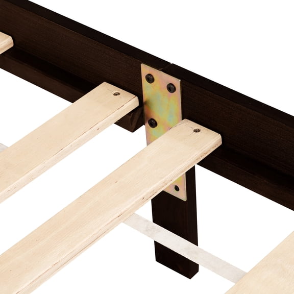 Under - bed storage space, robust pine construction - Espresso king bed for tidy and cozy living