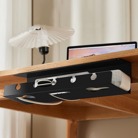 Under-desk Cable Management Rack Socket Organizer Punch-free Adhesive Installation Spacious Storage for Cables Power Strips Phones Speakers Home Office Use