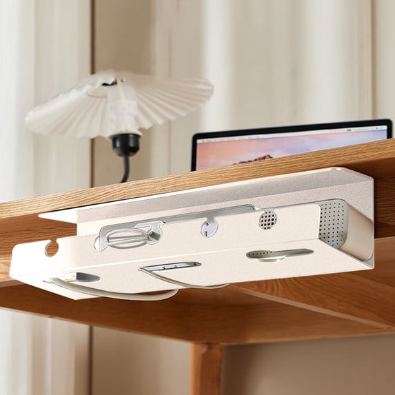 Under-desk Cable Management Rack Socket Organizer Punch-free Adhesive Installation Spacious Storage for Cables Power Strips Phones Speakers Home Office Use