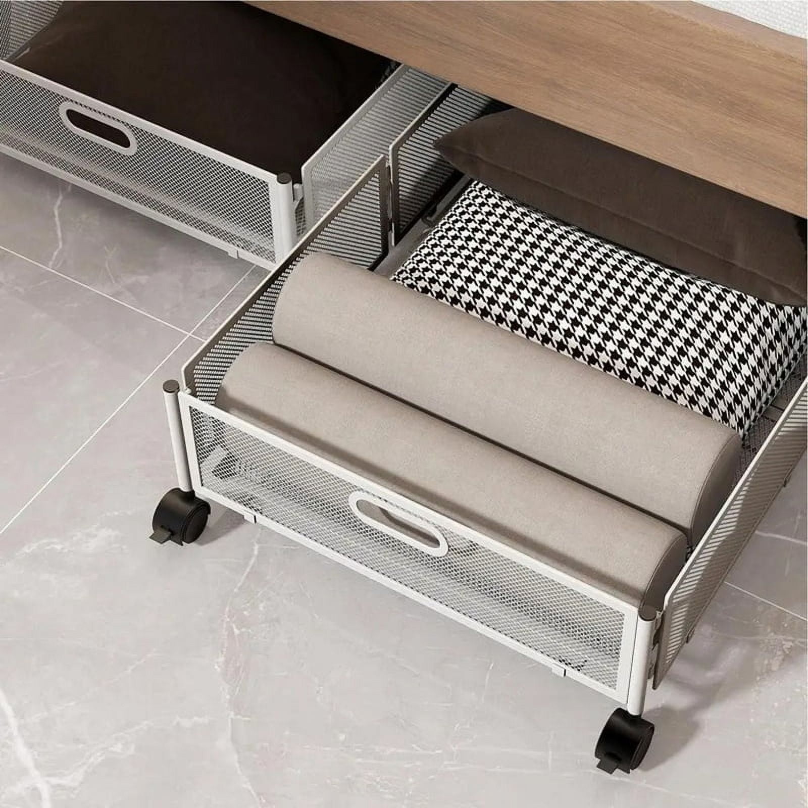 Under the Bed Quilt Storage Bins Large Capacity Rolling Iron Drawer for ...