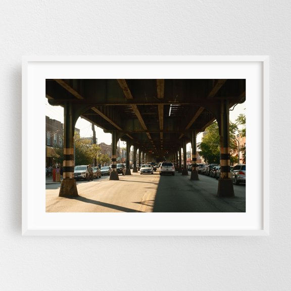 Under the D Tracks, Brooklyn - Brooklyn New York Photography White Framed Wall Art Print 24 x 36 inches