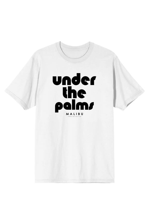 Under the Palms Malibu Men's White Short Sleeve Crew Neck Tee - 6XL