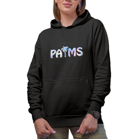 Under the Palms, Palm Tree & Summer Tie Dye Art Merch Gift, Black Hooded Sweatshirt or Hoodie, 3XL