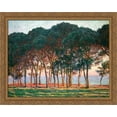 thumbnail image 1 of Under the Pine Trees at the End of the Day 34x28 Large Gold Ornate Wood Framed Canvas Art by Claude Monet, 1 of 2