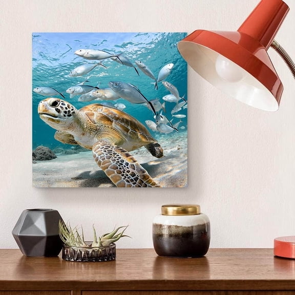 Under the Sea Animals-14"x14" Canvas Artwork - Multi-Color 14 x 14
