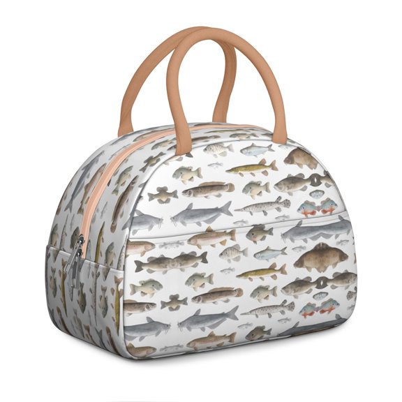 Under the Sea Fish Lunch Box for Women - Ocean Insulated Reusable Bag Gift, Leakproof Compact Cooler Tote with Pockets for Work Travel Adults