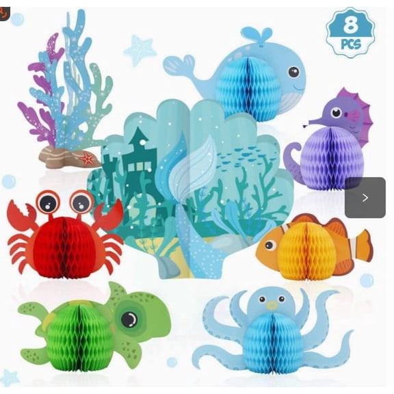 Under the Sea Honeycomb Centerpieces Ocean Creature Paper Decor for Mermaid Party Baby Shower Underwater Theme Use