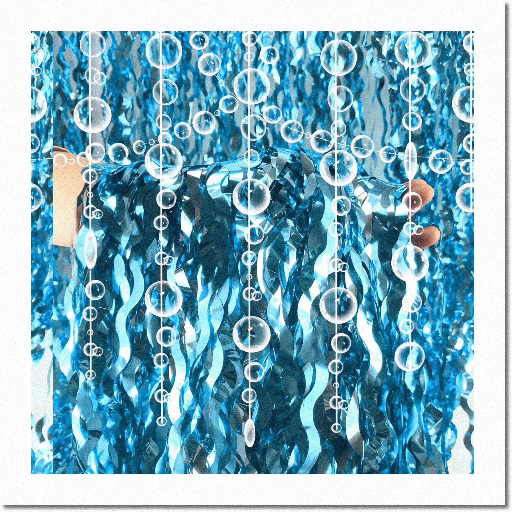 Under the Sea Mermaid Party Pack Teal Blue Wavy Tinsel Fringe Curtains