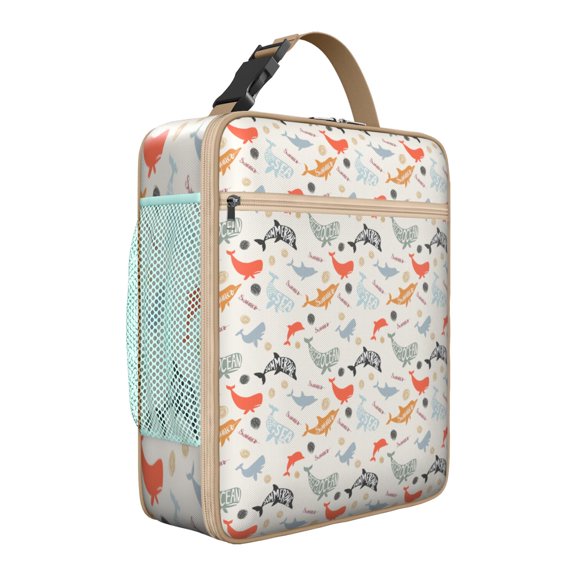 Under the Sea Shark Lunch Bag: Insulated Reusable Lunch Box for Teenagers and Professionals | Leakproof Compact Cooler with Interior/Exterior Pockets