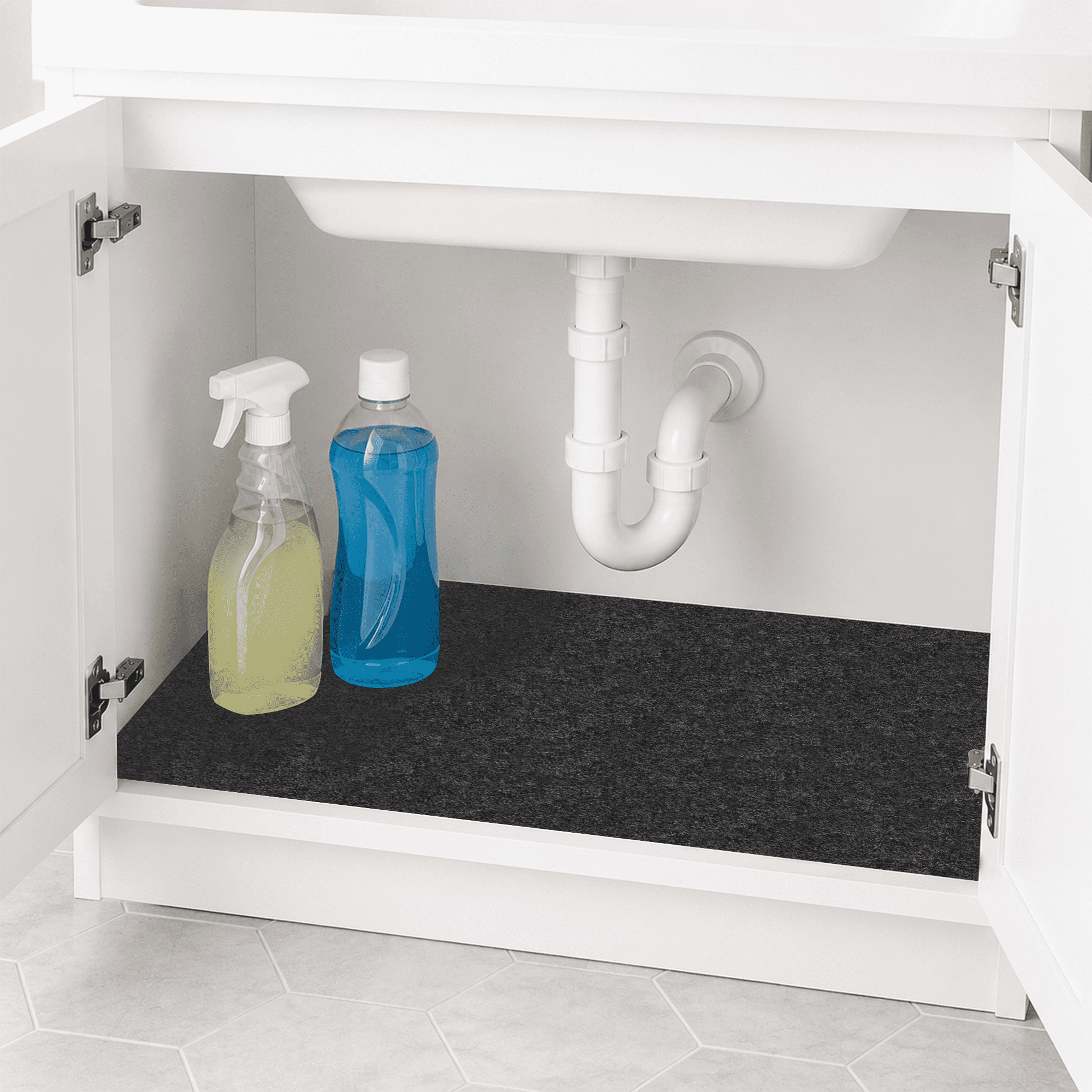 GARITIN Under Sink Mat 47.2 x 27.6 Inch, Kitchen Felt Sink Cabinet Liner, Cuttable Leak Protection Mat for Kitchen & Bathroom Vanity