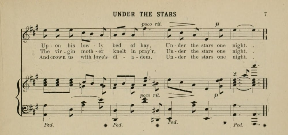 Under the Stars 2 Margaret Coote Brown Christmas Carols & Hymns 1910 Canvas Art - (24 x 36)