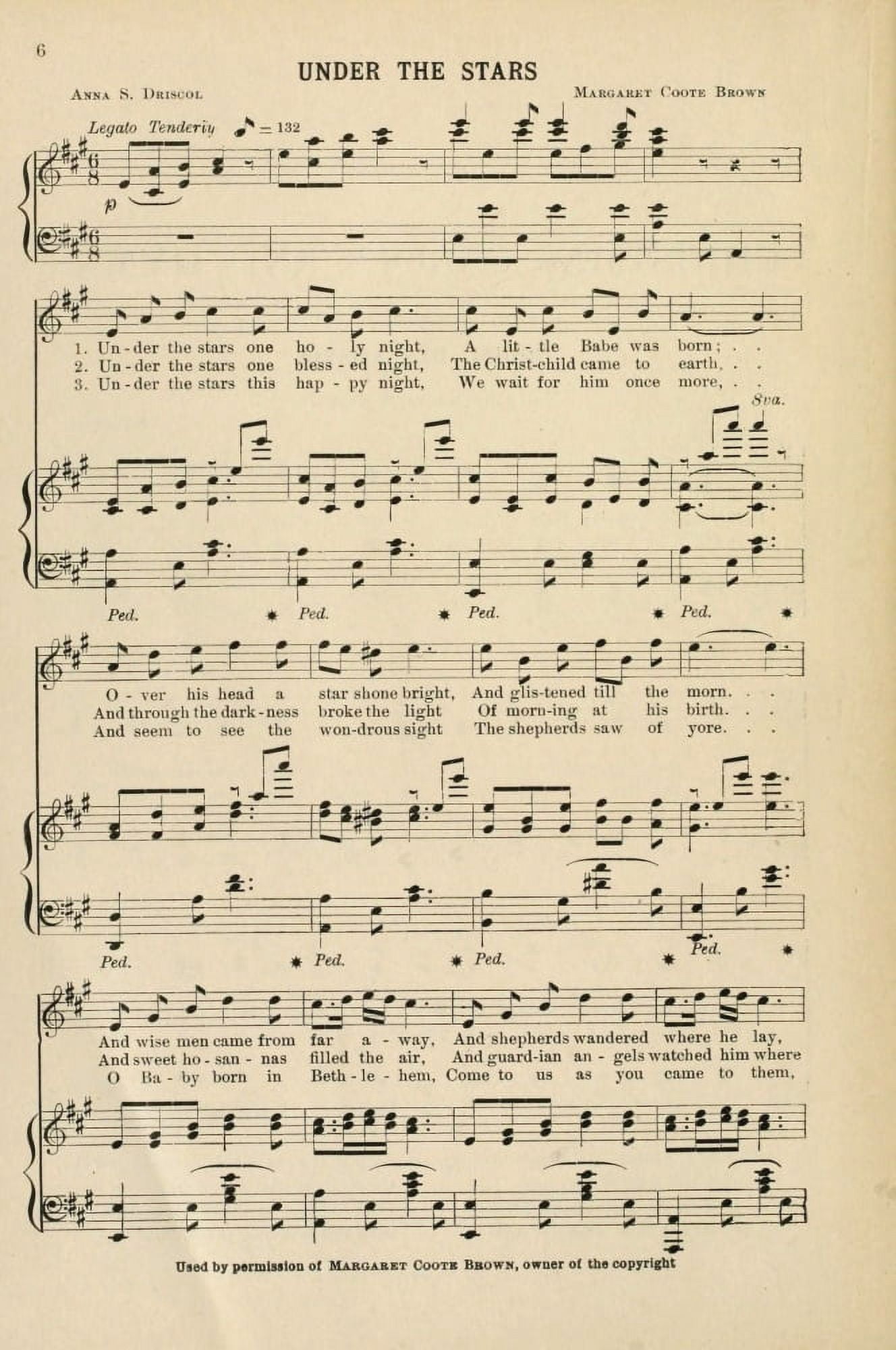 Under the Stars Brown Margaret Coote Christmas Carols & Hymns 1910 Canvas Art - (18 x 24)