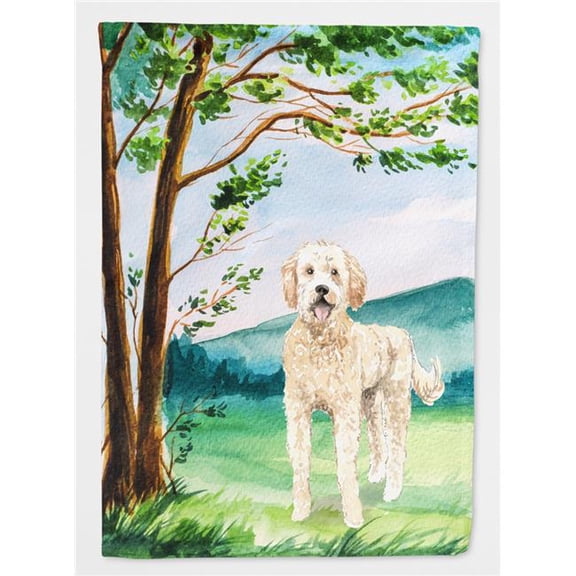 Under the Tree Goldendoodle Garden Size Flag