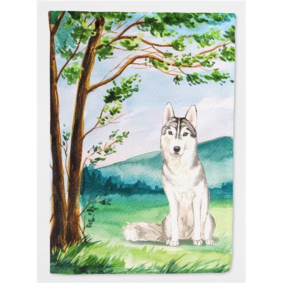 Under the Tree Siberian Husky Flag Canvas House Size