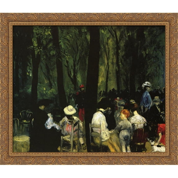 Under the Trees, Luxembourg Gardens 34x28 Large Gold Ornate Wood Framed Canvas Art by William James Glackens