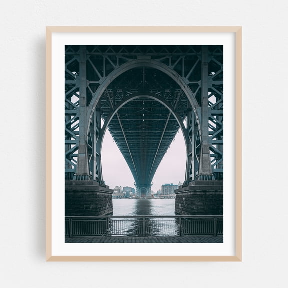 Under the Williamsburg - Manhattan New York Photography Oak Framed Wall Art Print 16 x 20 inches