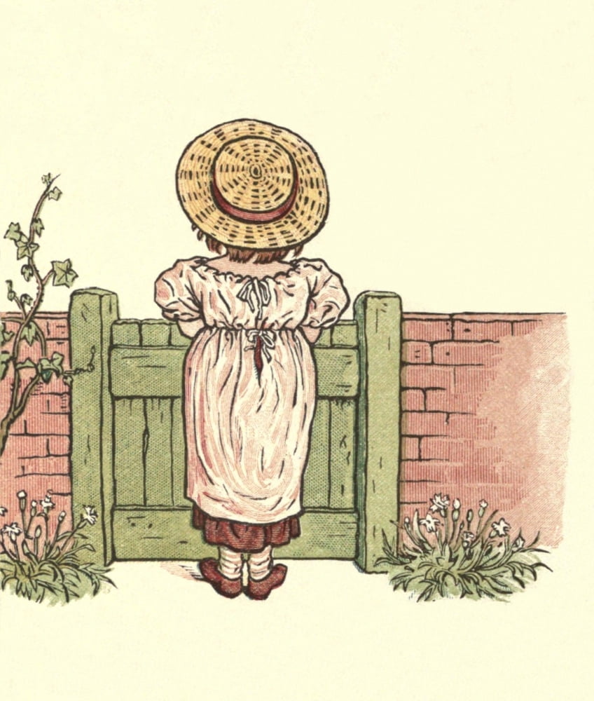 Under the Window 1879 Garden gate Canvas Art - Kate Greenaway (18 x 24)
