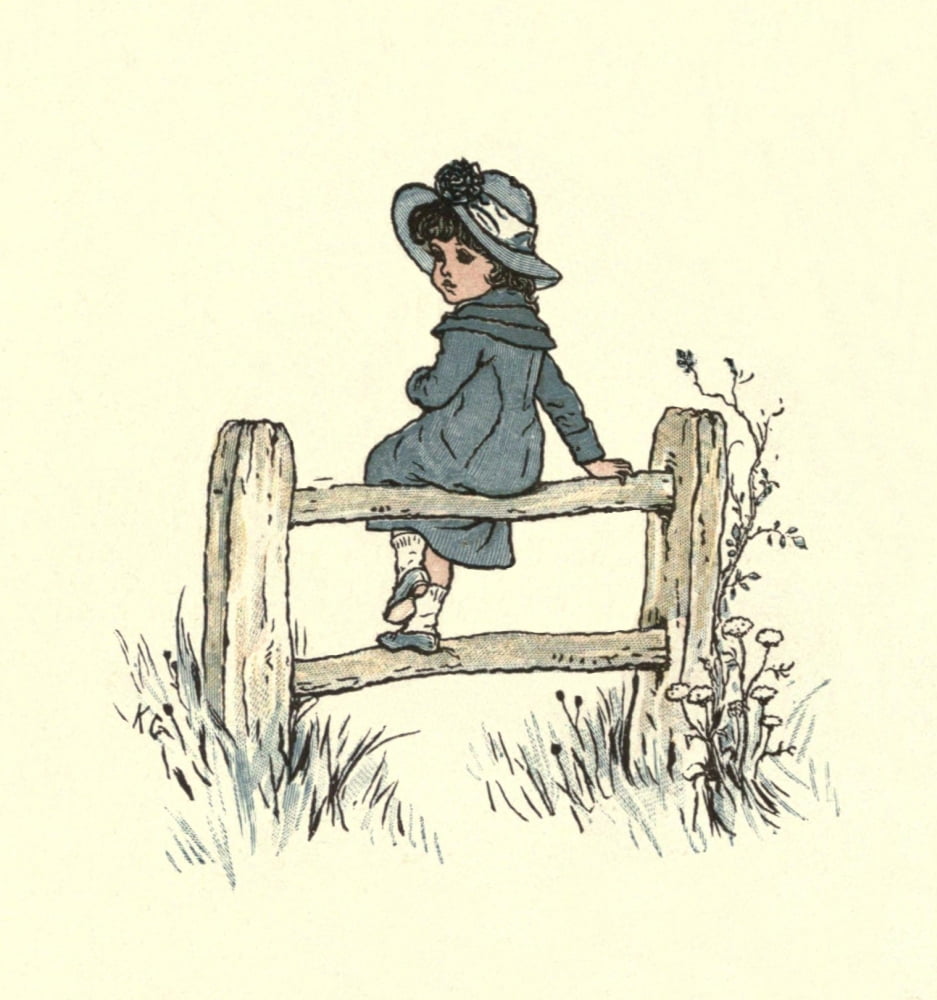 Under the Window 1879 Girl on gate Canvas Art - Kate Greenaway (18 x 24)