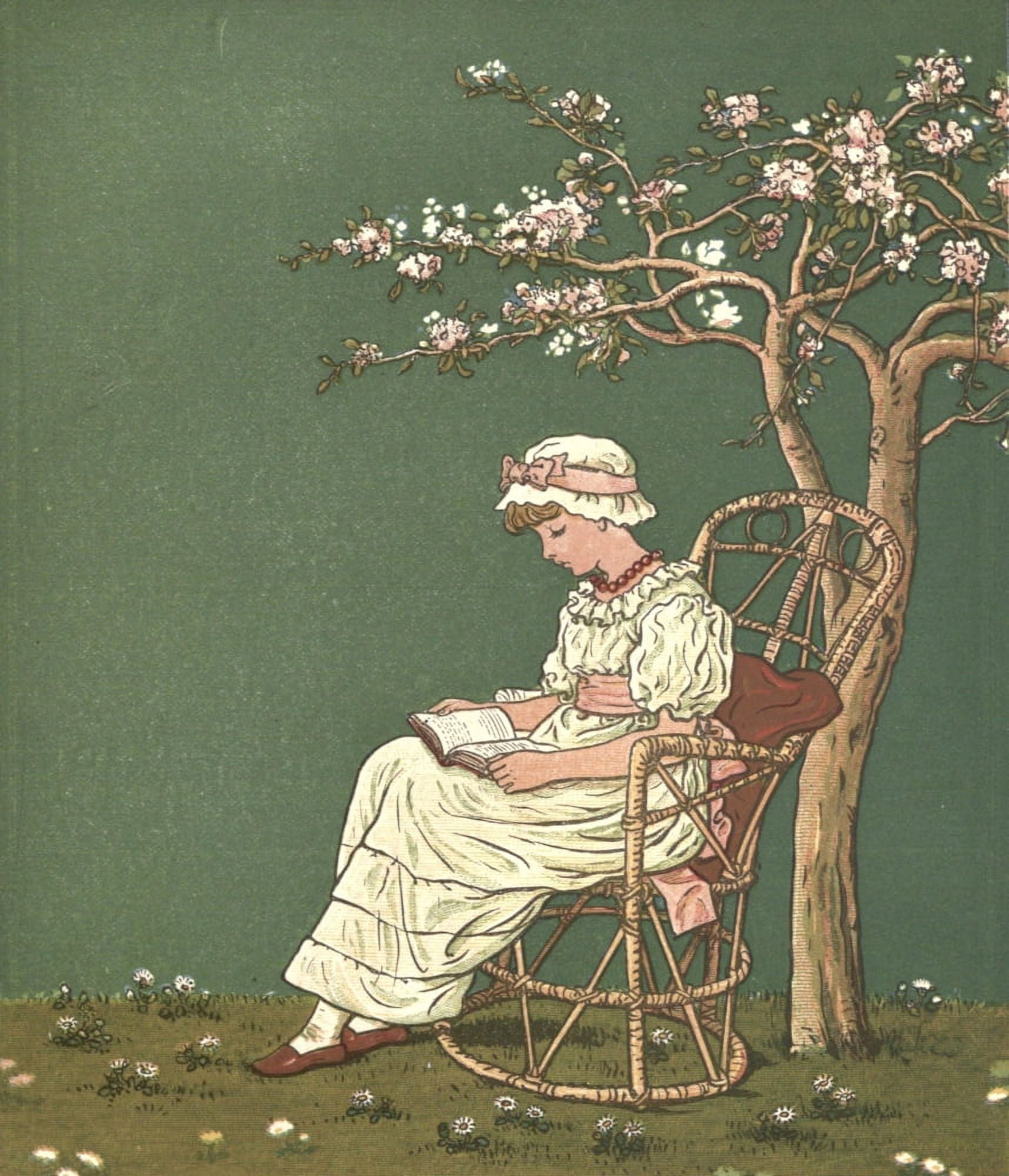 Under the Window 1879 Reading Canvas Art - Kate Greenaway (18 x 24)