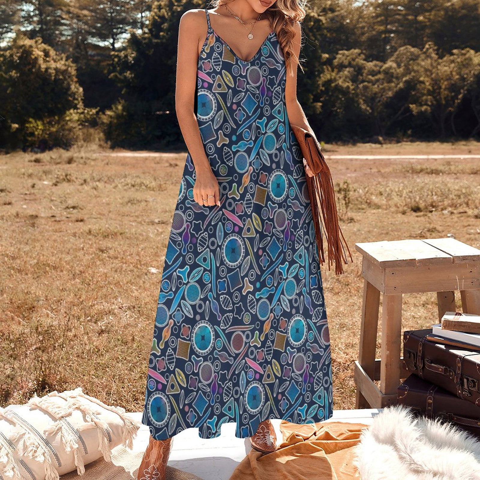 Under the microscope - Indigo Sleeveless Dress Clothing female Summer ...