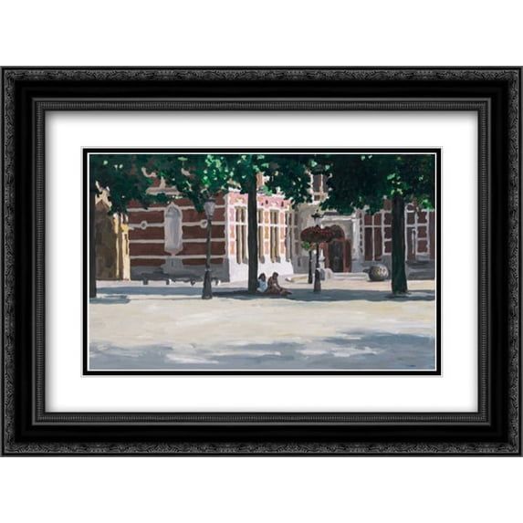 Under the tree 2x Matted 24x18 Black Ornate Framed Art Print by Hofstra,HJ