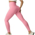 thumbnail image 1 of Woman Pants Solid Color-dry Elastic High Waist Tight Lift The Hip Yoga Pants Pink M, 1 of 3