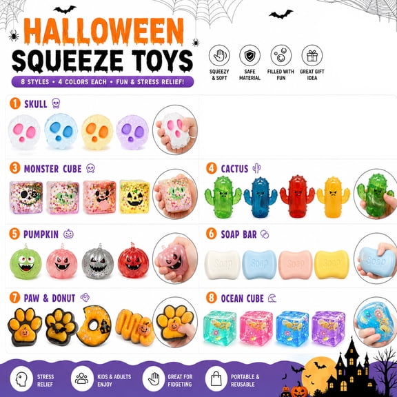 Under1$ Dollar, Tarmeek Cat Paw Squishies Toy, 1 Pack Fidget Squeeze Halloween Favors, Slow Rebound Stress Relief Toy, Halloween Gifts for 3 4 5 Year Old Kids, Halloween Candy Bag Stuffers
