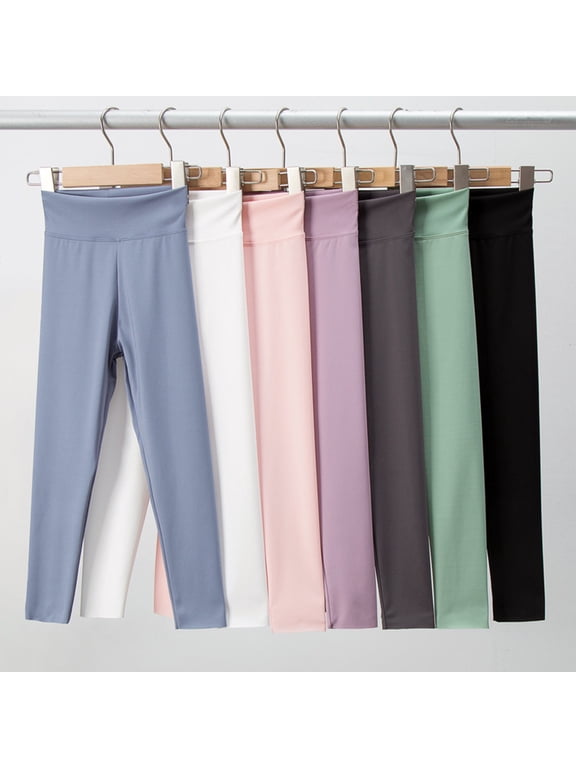 Under5 EGNMCR Girls Leggings High Waisted Yoga Workout Dance Running Tights Solid Full Length Pants