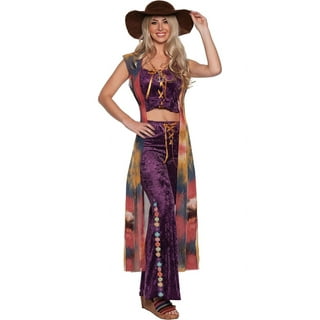 Revolution Womens Adult 60s Hippie Chick Halloween Costume-L