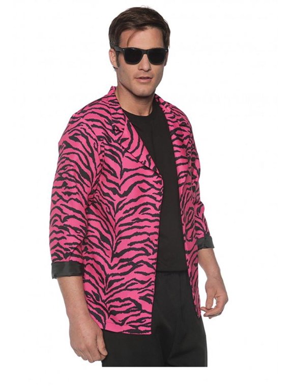 Men's 80s Pink Zebra Blazer Costume Jacket Large 42-46