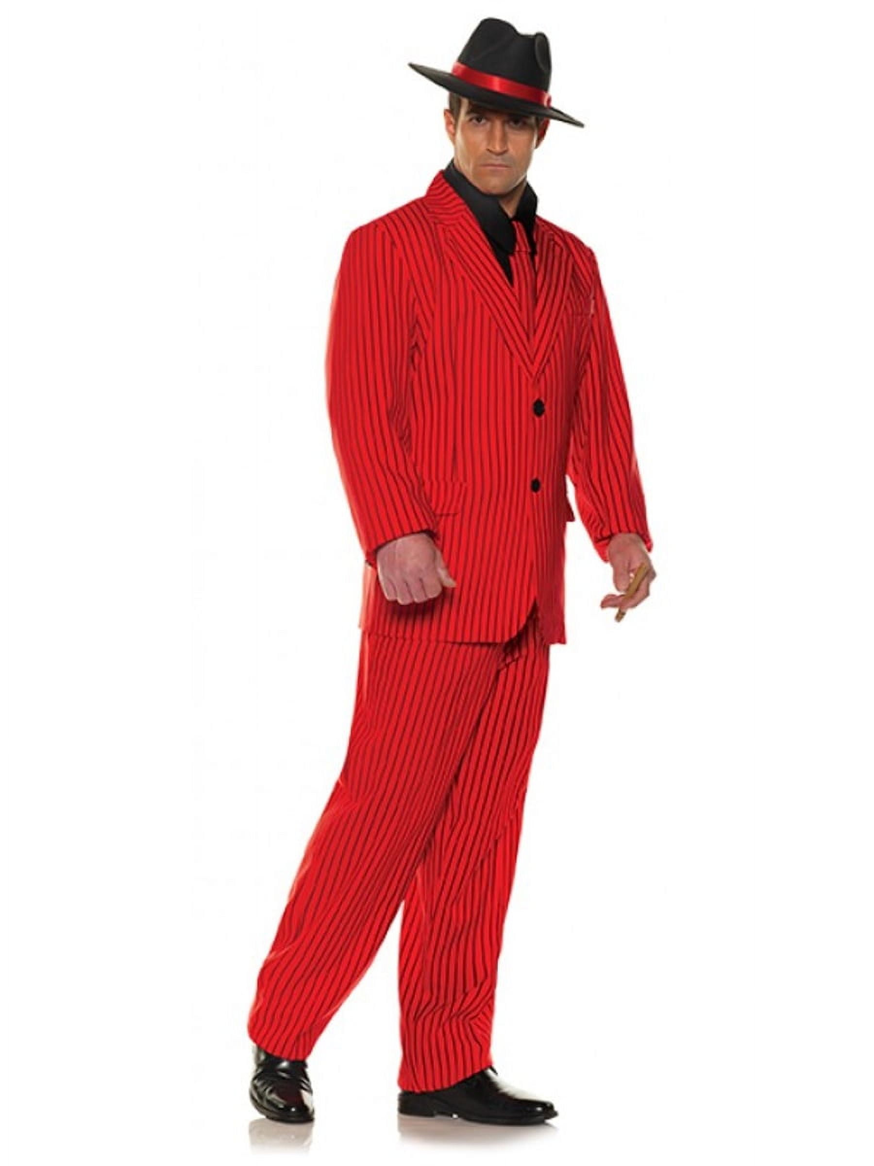UnderWraps Men's Blood Red Gangster Pinstripe Suit Costume Large