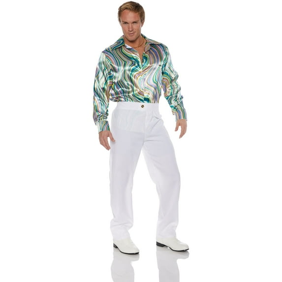 UnderWraps Men's Green And Gold Swirls 70s Disco Costume Shirt X-Large 48