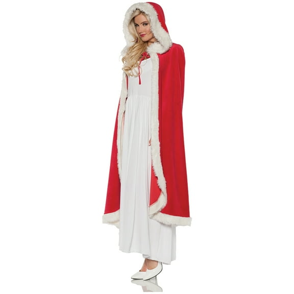 UnderWraps Mrs. Claus Classic Red Christmas Cape With White Trim Costume Accessory