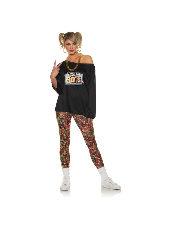 Women's 90'S Halloween Leggings - 70s 80s 90s Halloween Accessories, Hip Hop Leggings for Dress Up, Cosplay Accessories
