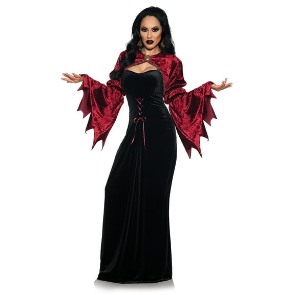 UNDERWRAPS Sexy Black Vampire Dress - Gothic Vampiress Adult Halloween Costume for Women, Women Scary Black and Red Vampire Cosplay Outfit (Gothic, Medium 8-10)