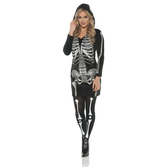 UNDERWRAPS Women's Skeletal Hoodie Dress - Halloween Costumes for Women & Men, Cosplay Dress Up for Adults, Outfit for Themed Events