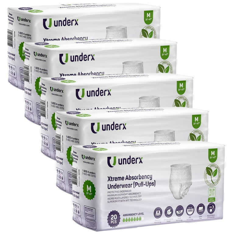 UnderX Adult Incontinence Underwear - Overnight Comfort Xtreme Absorbency  Pull Ups for Unisex, Leak Protection & Disposable Absorbent Latex Free