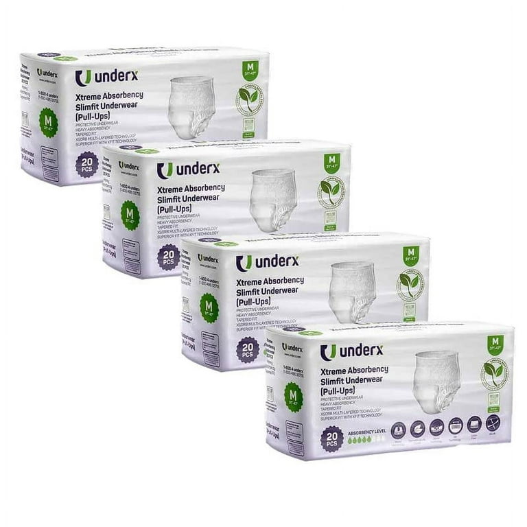 UnderX Disposable Absorbent Adult Underwear - Xtreme Absorbency  Incontinence Unisex Slim Fit - Leak Protection, Latex Free & Disposable  Overnight