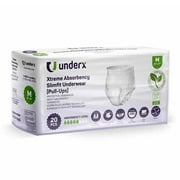 UnderX Disposable Absorbent Adult Underwear - Xtreme Absorbency Incontinence Unisex Slim Fit Underwear - Leak Protection, Latex Free & Disposable Overnight Diaper (Medium-20 Count)