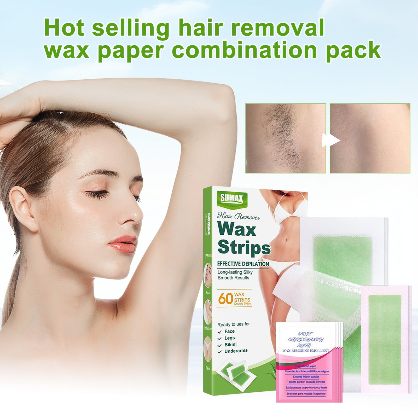 Underarm Wax Strips For Hair Removal Face Bikini Wax Strips For