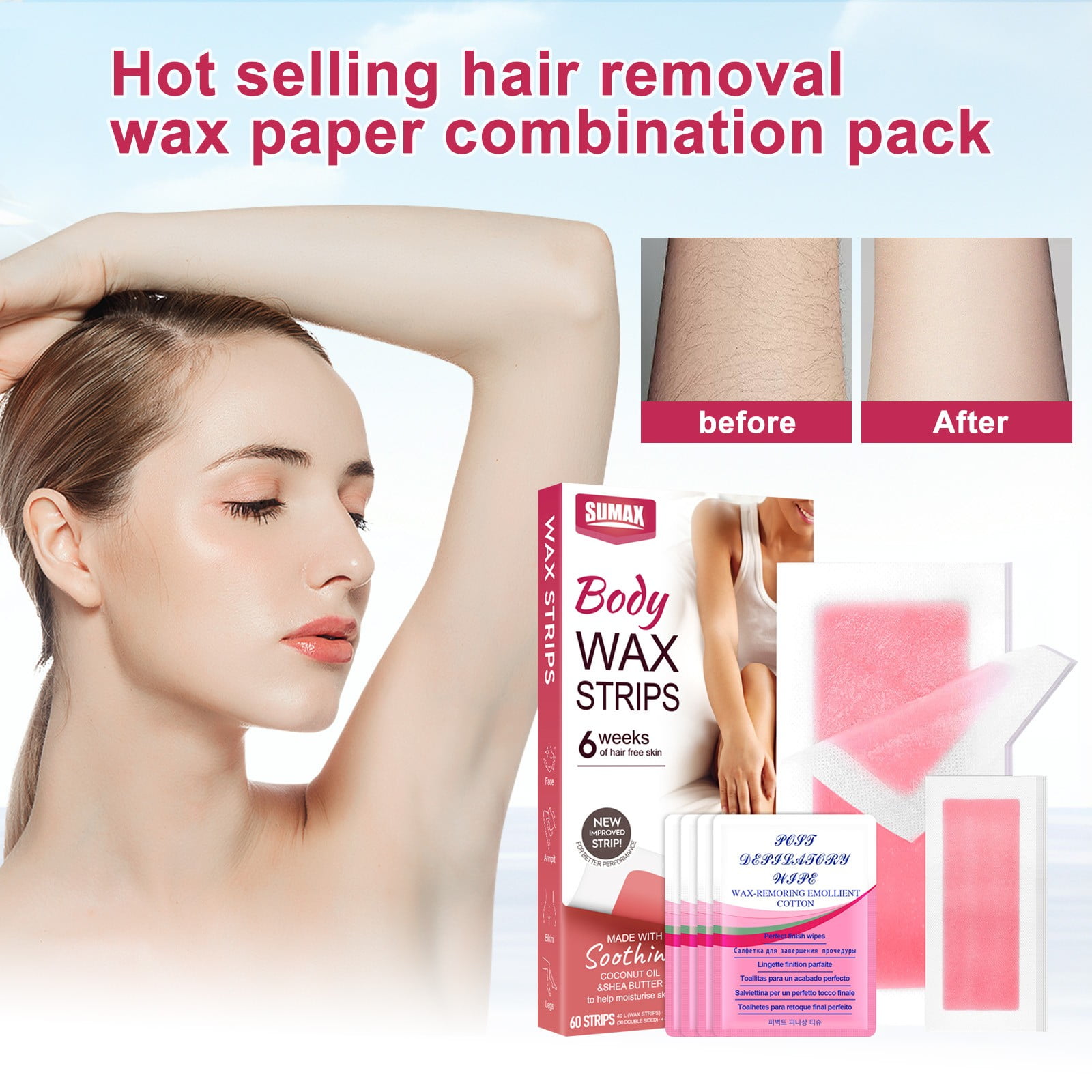 Underarm Wax Strips for Hair Removal Face Bikini Wax Strips for