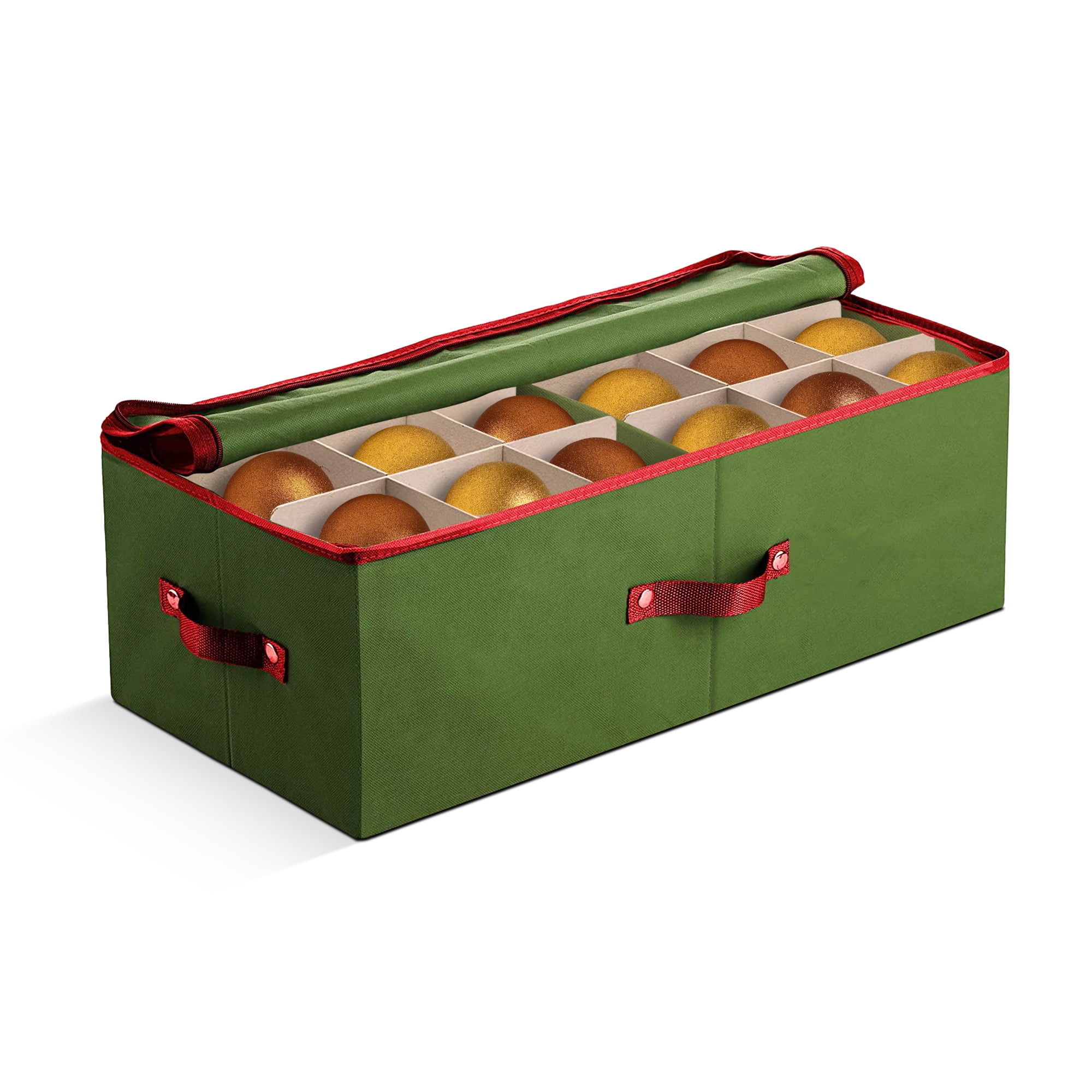 Underbed Christmas Ornament Storage Box With Zippered Closure Stores Up To 72 Standard
