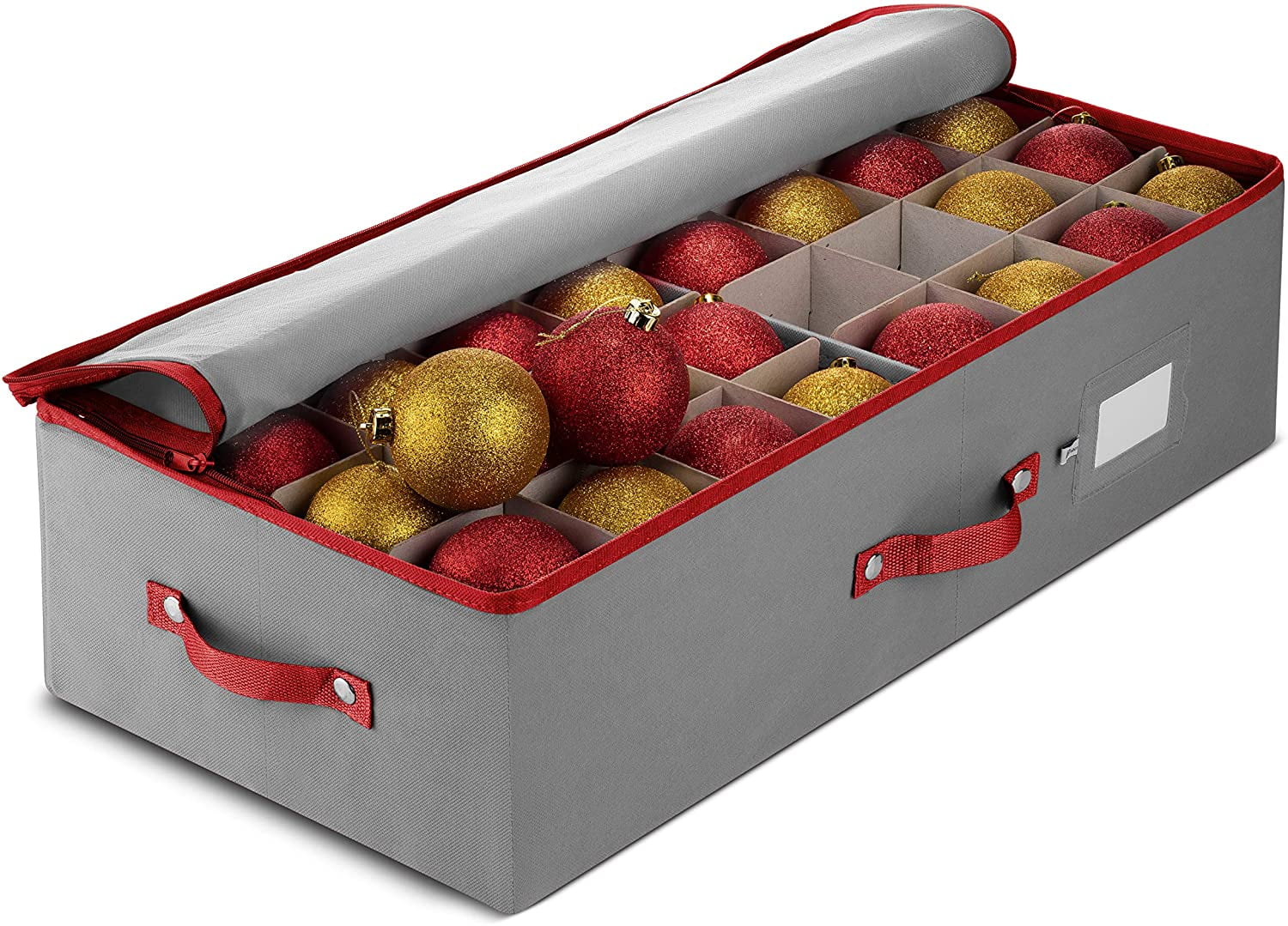 HOLDN’ Storage Underbed Christmas Ornament Storage Container Box with Dividers - Convenient Durable 2 Individual Removable Trays Fits Up to 48-3”