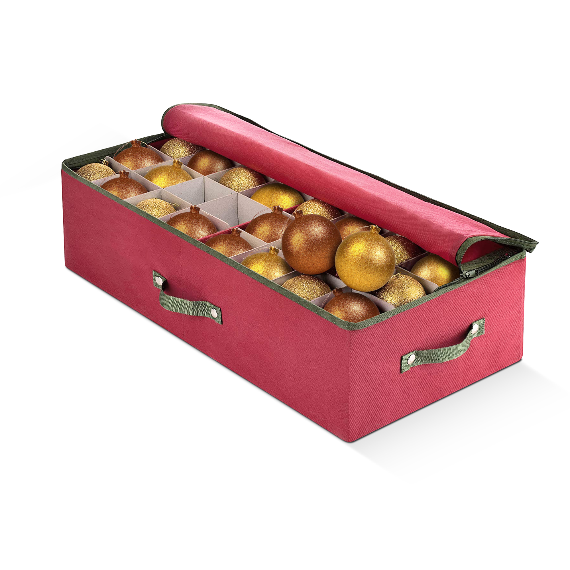 Underbed Christmas Ornament Storage Box Zippered Closure Stores up to 64 of The 3inch