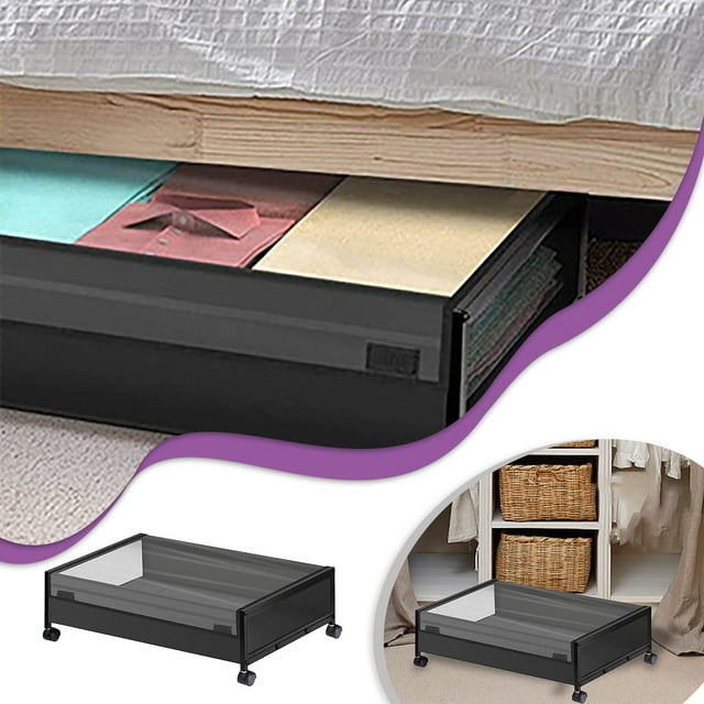 Underbed Cloth Shelf Underbed Storage Box With Wheels Mobile Clothing