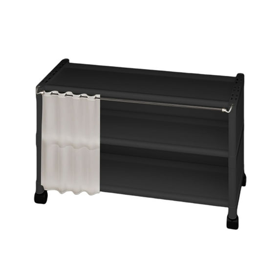 Underbed Shoe Rack with Wheels | Multi-Layer Shoe Storage Cabinet | 56x30x44cm ABS & Stainless Steel Organizer | Space-Saving Black/White Shoe Cabinet for Dorm, Closet & Entryway